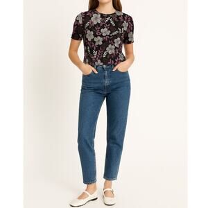 VINTAGE ZARELLE PARIS Plisse Floral Top | Large | Black Pink |  90s Streetwear